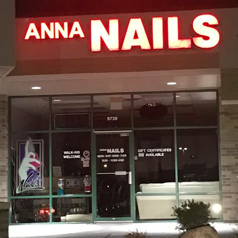 Annas nails - Anna's Nails never disappoints. I appreciate the warm friend technicians and their experience. It's usually pretty quiet in the salon compared to other nail salons giving the technicians time to do your nails and you time to relax. You get more for your money here. I won't go anywhere else! Helpful 0. Helpful 1. Thanks 0.